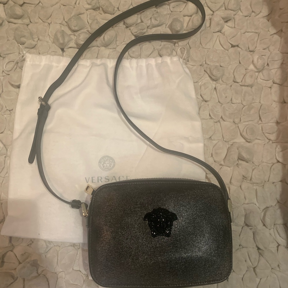Versace Calfskin Palazzo Medusa Camera Bag Blue